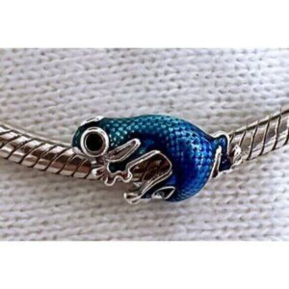 Blue Gecko Charm,925 Sterling Silver Charm For Bracelet Necklace Pendant - Picture 7 of 7